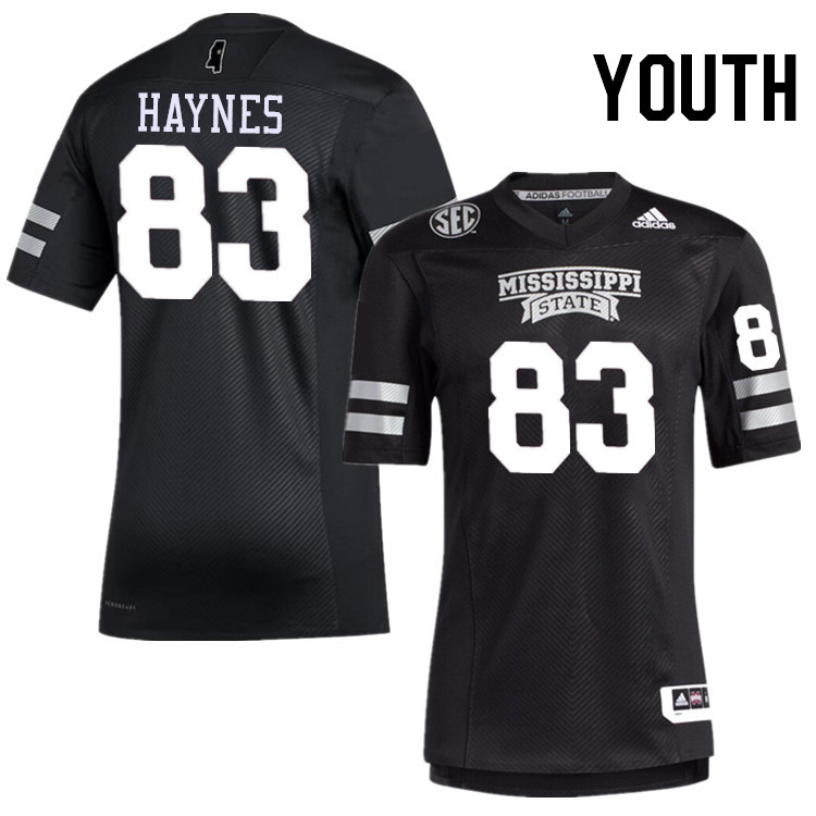 Youth #83 Zachary Haynes Mississippi State Bulldogs College Football Jerseys Stitched-Black